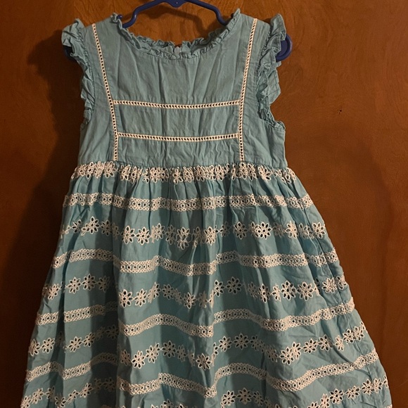 Mini Boden Other - Mini Boden Girls Size 4/5 Year Blue and White Eyelet Dress